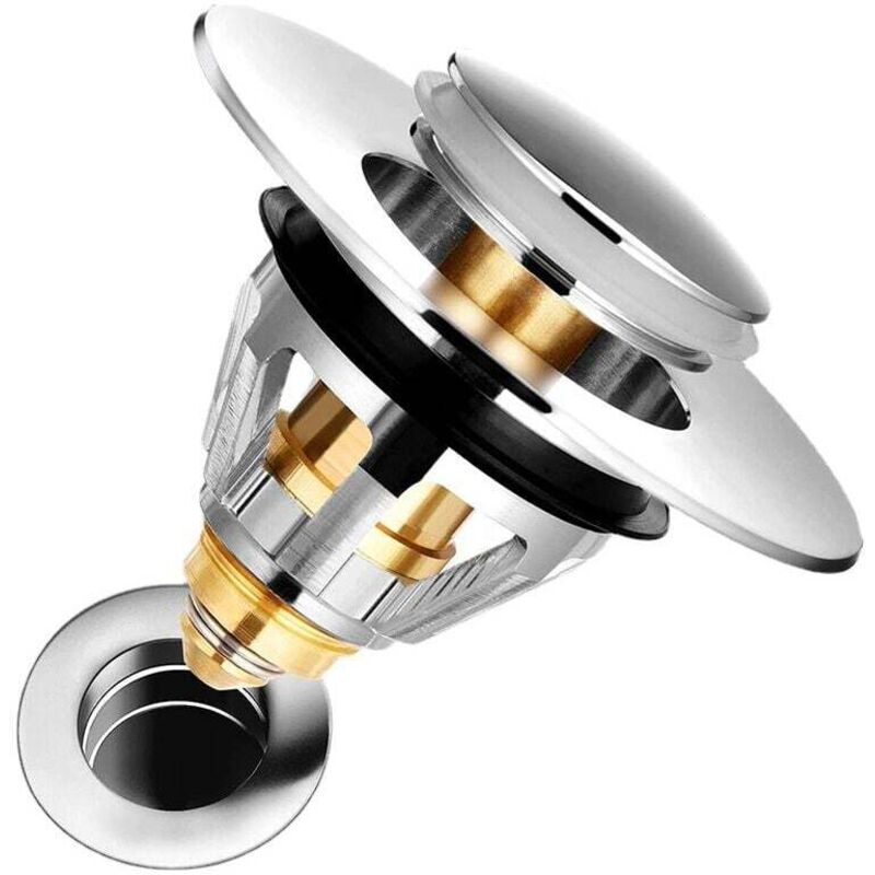 Aktion Universeller Haushaltsfilter Für Waschbecken, Anti-bloqué Inoxydable Bouchon Lavabo Poussoir Block, Bonde De Lavabo, Flitre Cheveux Anti-odeur For Les Trous De 1.33" À 1.49