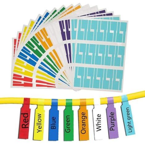 Kabeletikett, Kabelmarkierung, 480 Etiketten, Wasserfest, Reißfest, Aufkleber, Langlebig, Zum Markieren, Identifizieren Und Organisieren Von Drahtkabeln (16 Blatt, 8 Farben) –