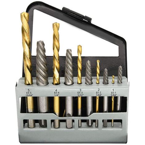 10-teiliges Kobalt-set Für Linksgewinde-schraubenausdreher Und Bohrer, Kombi-set Für Beschädigte Schraubenausdreher.