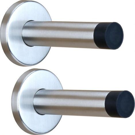Robuster Türstopper Für Fußleisten (42,5 X 92,5 Mm) – Set Mit 2 Wandtürstoppern – Wandtürstopper Aus Edelstahl Mit Gummispitze – Wandstopper – Hochleistungsstopper