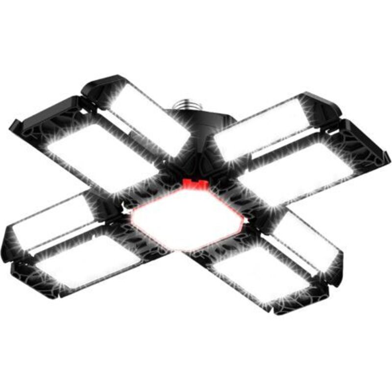Verformbare Deckenleuchte 200 W Mit 12 Einstellbaren Panneaux – 10000 Lumen 6500 K – Fassung E26/e27 Für Garage Und Keller