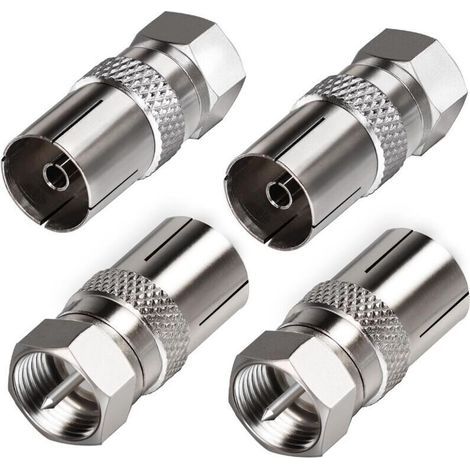 – Tv-antennenadapter F-stecker Auf Buchse – 4er-set – Vernickelt 75 Ohm – Kompatibel Mit Koaxialkabeln Und Satellitenreceivern