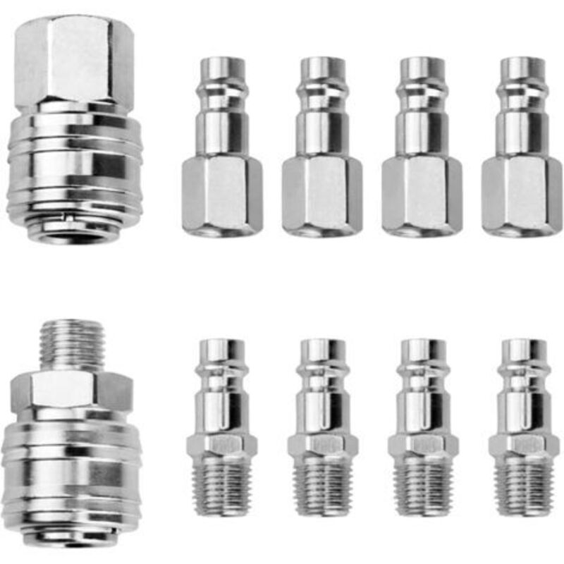 Kompressor-schnellkupplung, 10 Stück Kompressor-anschlüsse 1/4 Zoll Bsp, Pneumatische Schnellkupplung, Luft-pneumatik-kupplungssatz, Kompressor-luft-zubehörschlauch, Druckluft-anschluss
