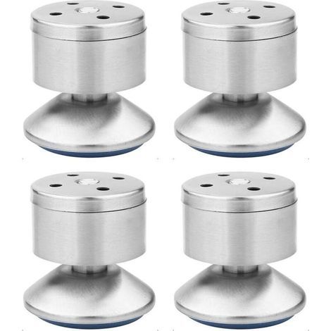 Verstellbare Nivellierfüße Aus Edelstahl, Multifunktional, Verstellbare Sofafüße, Metall-gummimatte, Einfach Zu Installieren, Geeignet Für Tische, Schränke, Sofas, Betten Usw. – 4 Stück (silber) – Fei