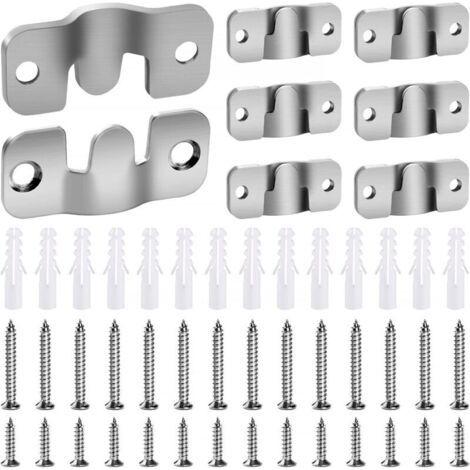 14 Stück Silberne 44 X 19 Mm Unterputz-montagehalterungen, Edelstahl-wand-hardware-schnalle, Bilderrahmen-einbauhalterungen, Wand-bildaufhänger, Mit 28 Schrauben