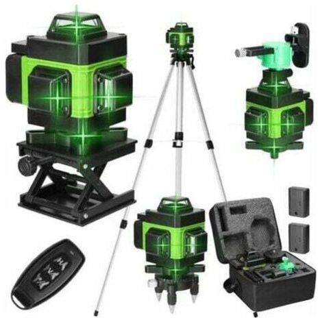 Niveaulaser 4d, 16 Vertikale Linien – Automatische Ausrichtung Bei Gerade 3° – 2 Wiederaufladbare Batterien – Gelenklänge 1,2 M – Auf 3 Höhen Einstellbar