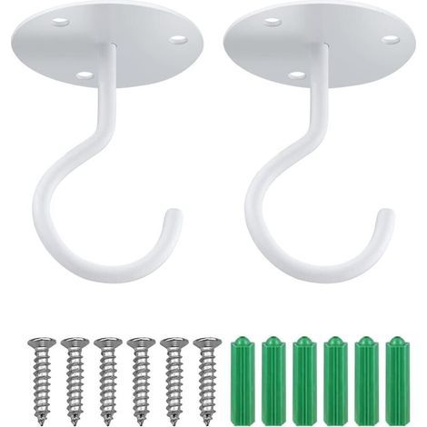 2 Stück Weiße Wandmontage-deckenhaken, Hängehaken Mit Schrauben Und Ankern Zum Aufhängen Von Pflanzen, Laternen, Glockenspielen, Blumentöpfen.