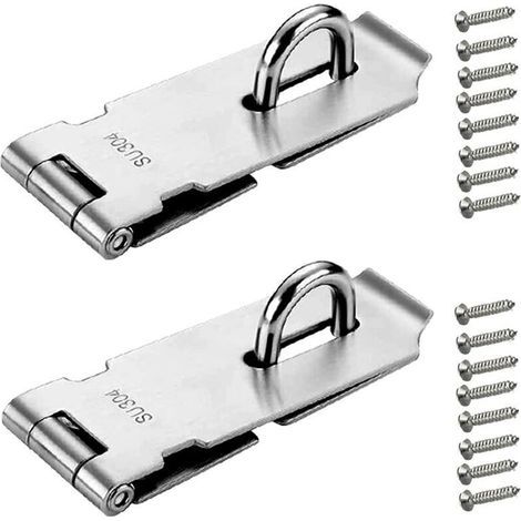 2 Pièces Loquet De Cadenas 4 Pouces - Argenté Acier Inoxydable Verrou De Porte Cadenas Avec Vis Pour Meubles Armoire Tiroir