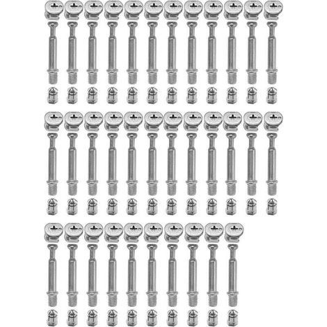 Ø15-mm-nockenbeschläge Mit M6x40-mm-schraubbolzen Und Vormontierten M6-muttern Zum Verbinden Von Möbelschrankplatten, 34 Stück
