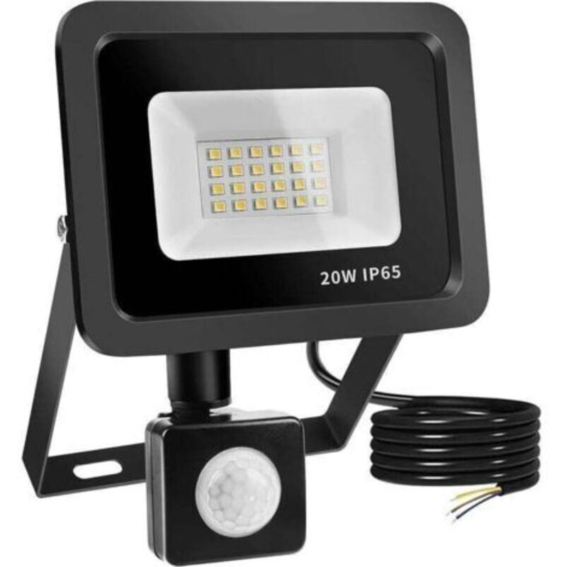 20 W Led-flutlicht Mit Bewegungsmelder, 24 Led-außenstrahler Mit Ip65-wasserdichtem Sensor, 6500 K Led-flutlicht, Geeignet Für Gärten, Terrassen, Garagen, Eingänge [energieklasse]