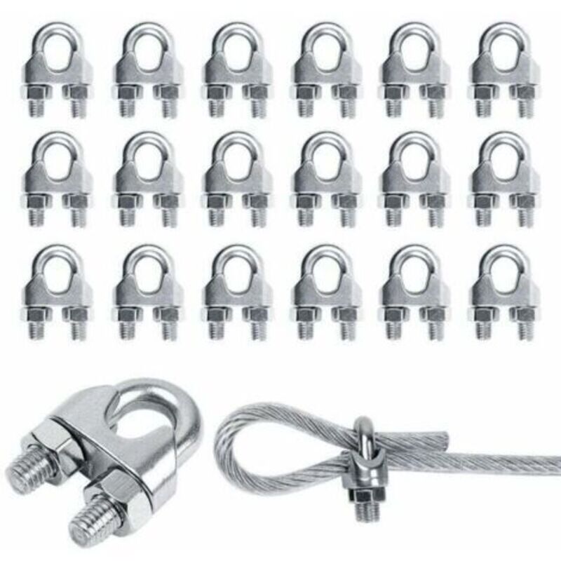 20 Stück M3 Edelstahl-klemmen-kabelbinder, Kabelbinder, Edelstahl-kabelbinder, U-klemme, Edelstahl-kabelbinder Für Drahtseil, Stahlkabel, Stahlseile