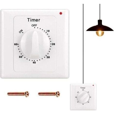 Countdown-schalter: 60-minuten-timer-lichtschalter Mit Zeitschaltuhr, Wassergeschützt, Löcher Graben Für Installation Für Badezimmer, Ventilator, Licht