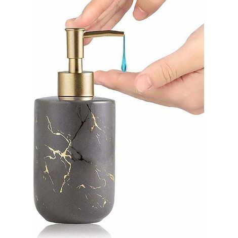 Spender Für Duschgel, 300 Ml, Texture Marbre Céramique, Pompe De Savon Für Die Steckdose, Verteiler Für Duschgel, Zubehör Für Den Duschraum (grau)-