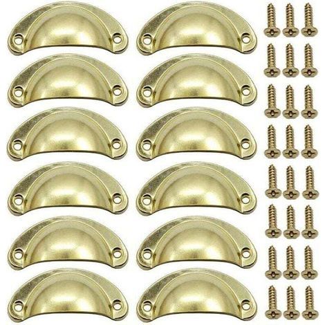 12 Stück Gold Muschel Türgriff Retro 82mm Vintage Schubladenmöbelgriff Mit Schrauben