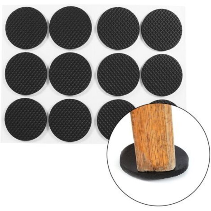 12er-pack Schwarze Selbstklebende Bodenschoner Für Möbel, Sofas, Tische, Stühle, Runde Gummibeine