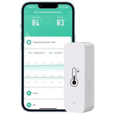 1 Wlan-hygrometer Für Auto, Zuhause, Innen- Und Außenbereich, Kabelloser Temperatur- Und Luftfeuchtigkeitssensor Mit Remote-app-alarm, Funktioniert Mit Der Tuya-app