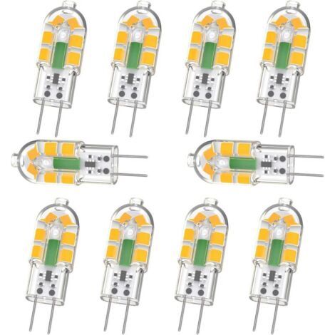 G4-glühbirne, G4-led-glühbirne, 2 W, 200 Lm, Entspricht 20 W G4-halogenlampe, 3000 K Warmweiß, 12 V Ac/dc, Flimmerfrei, Nicht Dimmbar, 10 Stück