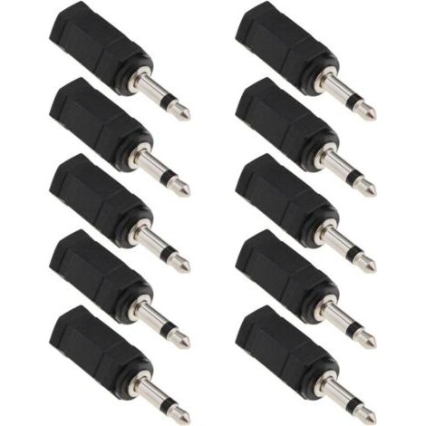 10er-pack Mono-3,5-mm-auf-stereo-buchse-auf-stecker-adapter 2-in-1 Für Handy-headset, Computer-headset (schwarz)