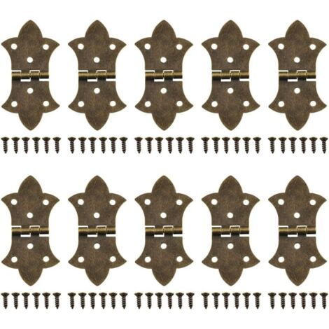 10 Stück Dekorative Klappenscharniere Mit Schrauben, Antik-bronze, Klappbar, 6 Löcher Für Holzkiste, Schrank, Schmuckschatulle