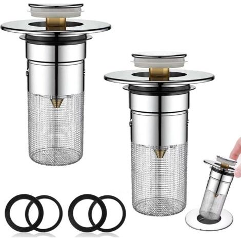 2 Stück Waschbeckenabfluss Mit Abnehmbarem Filter, 34–40 Mm Edelstahl-bodenablauffilter, Pop-up-abflussfilter Für Badezimmer, Waschbecken, Küche