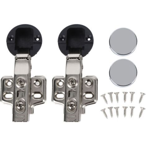 Satz Mit 2 Gedämpften Scharnieren Für Glastüren – Edelstahl 201 – Topf 35 Mm – Gerader Arm (gesamtabdeckung 18 Mm)