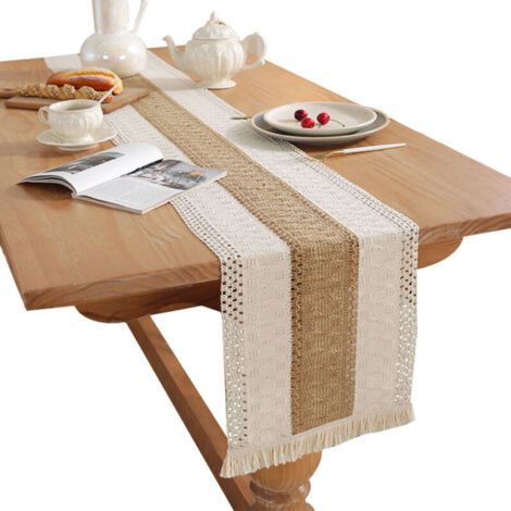 Tischläufer Mit Fransen – Kaffeebraun – Maße 30 × 180 Cm – Leichter Luxuriöser Französischer Stil
