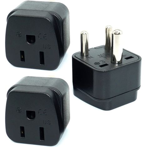 (broschen Rund Vom Typ D Mit Erde) Adaptateur De Prise Us 3 Broschen (typ B) Mit Terre Vers Prise Indienne 3 Broschen (lot De 3)