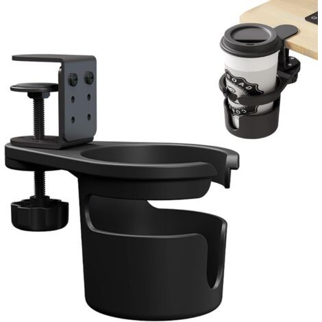 Büro-getränkehalter, Um 360° Drehbarer Getränkeflaschen-getränkehalter, Verstellbarer, Auslaufsicherer Kaffeetassenhalter Für Büro Oder Zuhause (schwarz)