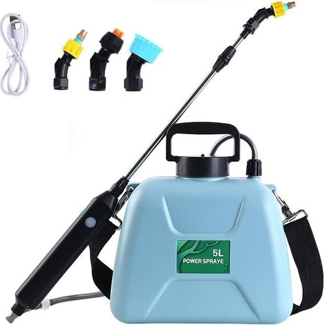 Elektrische Gartengießkanne 5 L, 2400 Mah Akku, Länge Bis 60 Cm, Zum Gießen Und Reinigen Von Gartenpflanzen – Blau