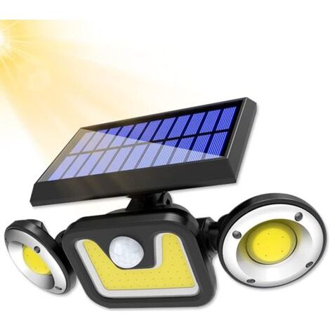 Lumière Solaire Extérieur, Solaire Éclairage Wandgemälde, Lumière Solaire Détecteur De Mouvement, 3 Modi D'Éclairage, Avce 3 Têtes, Ip65 Étanche Lampe Solaire