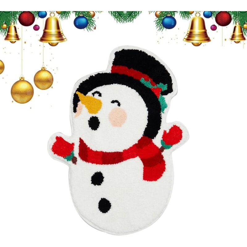 Weihnachtsbaum- Und Schneemann-matte, Rutschfeste Matte Für Badezimmer, Eingang, Wohnzimmer, Weihnachtsdekoration Und Heimdekoration (schneemann, 60 X 90 Cm)