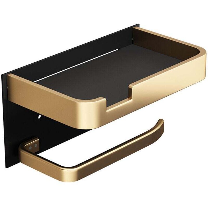 Porte-papier-toilettenwandgemälde Mit Telefonständer, Support Rouleau Papier-toilettenaufkleber, Modernes Doré Noir-toilettenpapier Für Den Badezimmerraum