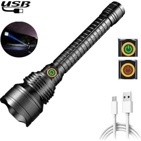 Lampe De Poche Led P50 – Ultra Puissante – Wiederaufladbar Über Usb – 5 Modi – 9000 Lumen – 500 M – Ipx5-schutz