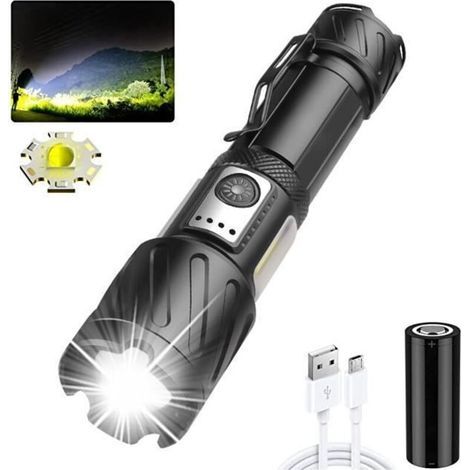Lampe De Poche Led Wiederaufladbar 100.000 Lumen Haute Puissance Lampe Torche Tactique 5 Modi Zoombar Für Camping Randonnée