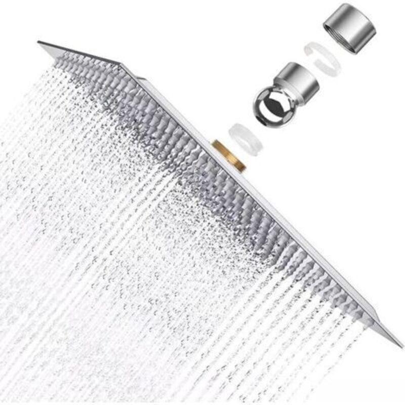 Krobec Pomme De Douche Plus Forte, 8 Pouces Pommeau Douche Carré Aus Edelstahl Aisi304, 20 X 20 Cm Ultra-mince-düsenstrahl, Pommes De Douche Fixiert Den Tête De Douche Gegen Kalk