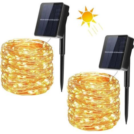 Lot Von 2 Guirlande-sonnenleuchten Für Den Außenbereich, 22 M, 200 Leds, Guirlande-sonnenleuchten, 8 Modi, Kabel In Der Decke, Guirlande-sonnenleuchten, Dekorativ