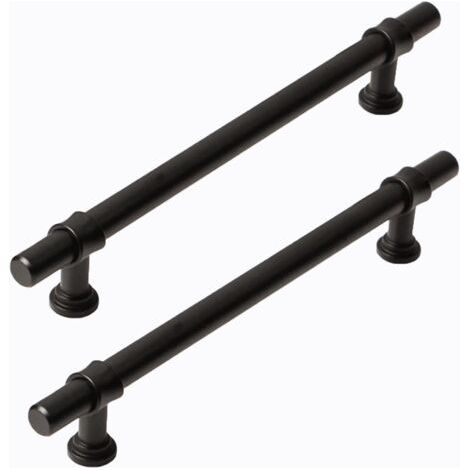 2 Mattschwarze Griffe Für Schränke, Küchen Und Schubladen. Lochabstand: 96 Mm. Hergestellt Aus Aluminium Und Zinklegierung. Schrauben Im Lieferumfang Enthalten.
