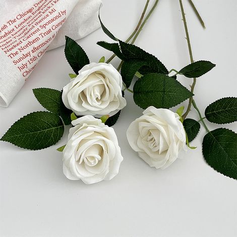 10 Künstliche Rosen Im Soie, Große Unikate, Rosensoufflées Für Brautstrauß, Hochzeit, Jubiläum, Innen- Und Außendekoration – Blanches