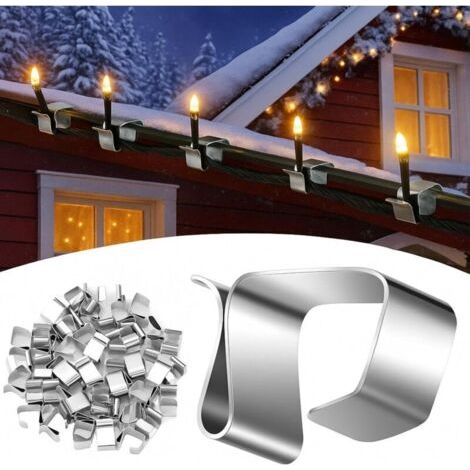 Lot Von 100 Verzinkten Häkelnadeln Für Leuchtende Lichter – Widerstandsfähig Bei Raumtemperatur – Einfache Installation Auf Gouttières – Abmessungen 14 X 11 Mm