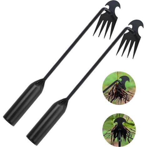 2 Stück Manuelles Désherbage-werkzeug, Manuelles Desherbeur À 4 Dents, De Désherbage, Arrache Mauvaise Herbe, De Mauvaises, Pour Désherbage De Jardin, 40 Cm