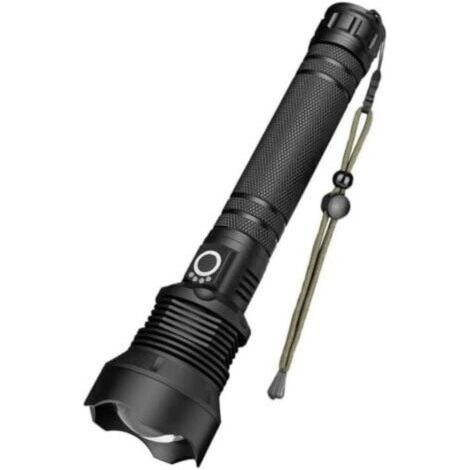 Led-taschenlampe Aus Metall, Leistungsstarke Taschenlampe Mit Regulierbarem Zoom Und Tasche-stecklampe