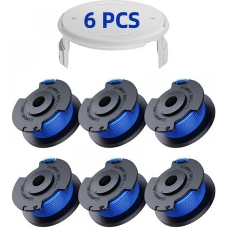 6er-pack Bobine Fil Coupe Bordure-ersatzteile Für Ryobi + Ac14rl3a 18 V, 24 V, 40 V Coupe Bordures, Bobine Ø 1,65 Mm, Länge 3,3 M (6 Bobine Fil Coupe Bordure, 1 Couvercle)