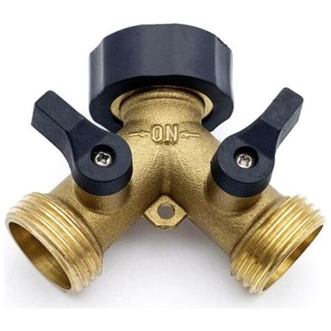 Doppelter Waschmaschinen-wasserhahn, Garten-wasserhahn-umsteller Aus Messing, Y-anschluss, 2,5" (zum Anschluss Von 2 Geräten), Garten-wasserhahn Mit Zwei Ausgängen