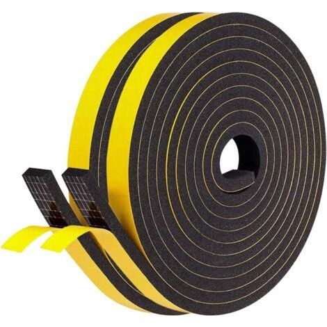 Dichtungsstreifen Für Türen Und Fenster, Selbstklebende Schaumstoff-dichtungsstreifen, Wind- Und Schalldämmend (schwarz, 6 M X 2, Typ E)