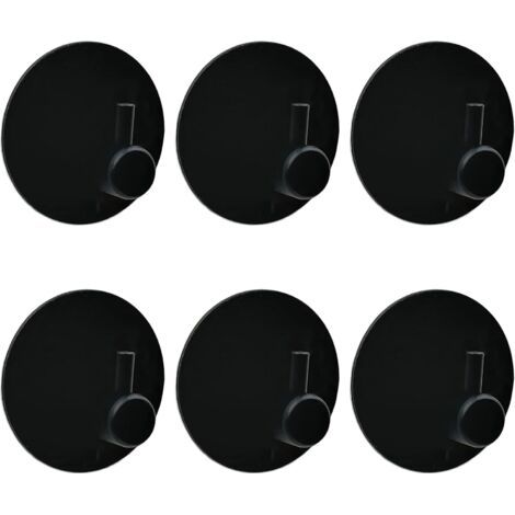 6er-pack Schwarze, Selbstklebende Badezimmerhaken, Robuste, Wasserfeste, Bohrfreie Edelstahl-küchen- Und Badezimmerzubehörteile Mit Zusätzlichen Klebepads