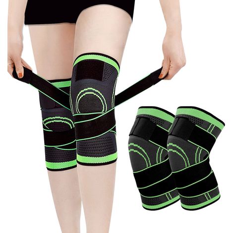 Genouillère De Sport 2 Pièces, Orthèse Rotulienne Et Ligamentaire, Compression Pour Déchirures Ménisque, L.