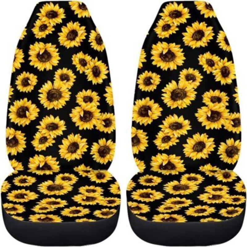 Pr Lot De 2 Housses De Siège Avant De Voiture - Abstraktes Motiv - Tournesol Noir - Universelle Ausrichtung
