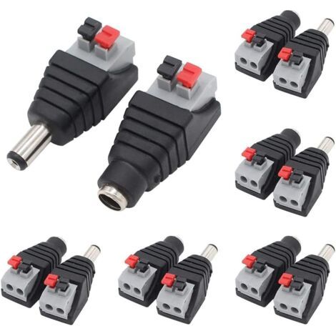 Packung Mit 6 Paaren 5,5 Mm X 2,1 Mm Dc-stromanschluss (druckknopf-stil), 6 Stecker + 6 Buchsen, 12 V Dc-netzteil Für Cctv-kamera, Lichtleiste
