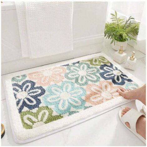 Badematte Mit Blumenmuster, Weich, Saugfähig, Langlebig, Niedlicher Mikrofaser-badezimmerteppich Für Die Dusche, Maschinenwaschbar, Rutschfest, Badematte, 40,6 X 61 Cm, Dekoration Für Den Eingangsbere