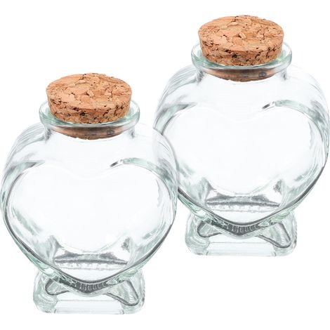 Ensemble De Deux Bocaux En Glas Transparent, 80 Ml, In Form Von Herz, Mit Bouchon In Lüttich.